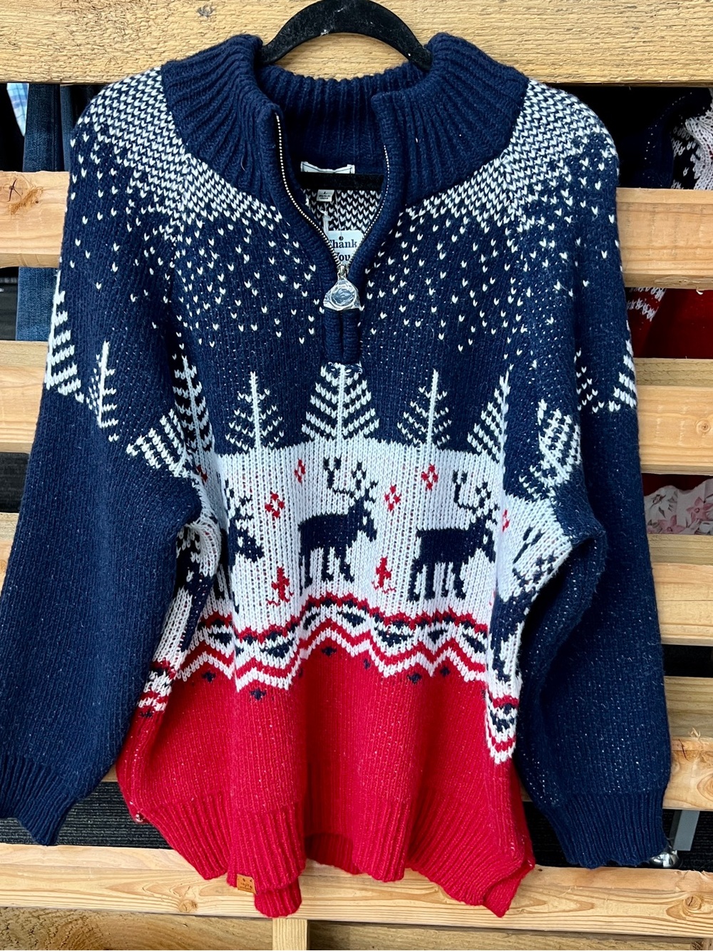 Simply Southern Navy, White & Red Reindeer Turtleneck Sweater